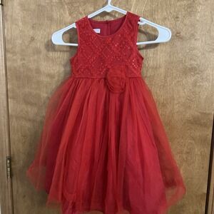 Girls Nannette Kids Red Dress Size 4T Holiday Program Christmas NWOT‎ Sequins